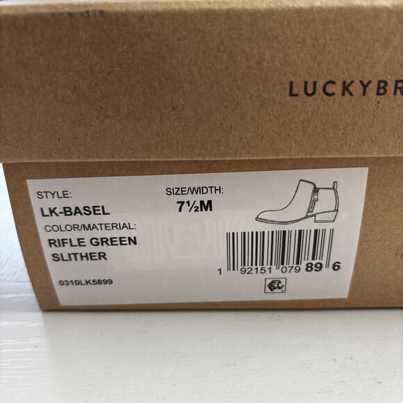 New in Box Lucky Brand Basel Ankle Boot Green Snake 7.5 - Picture 6 of 6